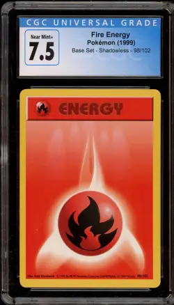 Pokemon Fire Energy Base Set Shadowless 1st Edition #98 CGC 7.5 - Image 1