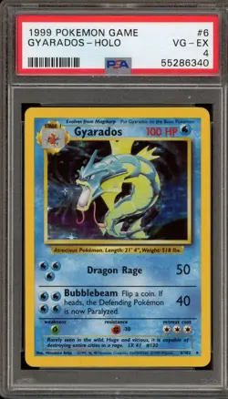 Pokemon Gyarados Base Set Unlimited Holo Rare #6 PSA 4 - Image 1