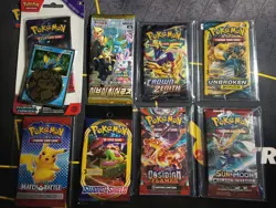 Pokemon Sun & Moon UnBroken Bonds Crimson Invasion Crown Zenith 8 Pack Card Lot - Image 1