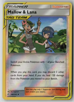 Mallow & Lana 198/236 Pokemon TCG Cosmic Eclipse Reverse Holo Card (Near Mint) 1 - Image 1