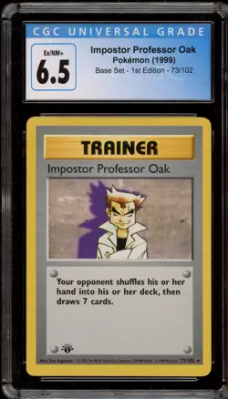 Pokemon Imposter Professor Oak Base Set Shadowless 1st Edition Rare #73 CGC 6.5 - Image 1