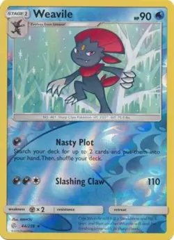 Pokemon - Weavile - 44/236 - Rare - Reverse Holo - Sun & Moon Cosmic Eclipse - N - Image 1