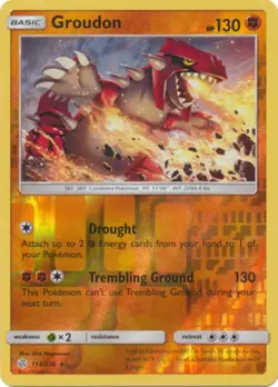 Pokemon - Groudon - 113/236 - Rare - Reverse Holo - Sun & Moon Cosmic Eclipse - - Image 1