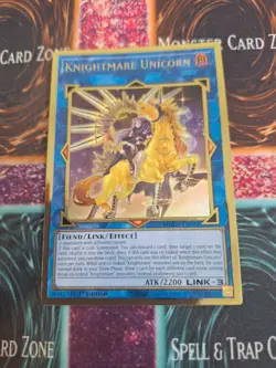 Yugioh Knightmare Unicorn Alt Art MGED-EN034 Premium Gold 1st Edition Near Mint - Image 1