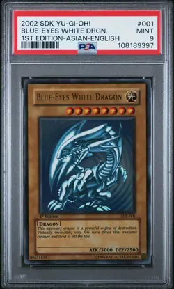 YuGiOh PSA 9 Blue Eyes White Dragon SDK-001 Ultra 1st Edition Asian English - Image 1