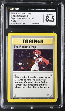 CGC 8.5 The Rocket's Trap 2000 Gym Heroes 19/132 Holo Pokemon Card - Image 1