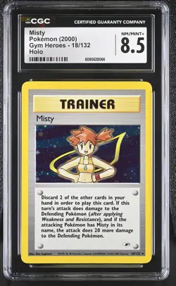 CGC 8.5 Misty 2000 Gym Heroes 18/132 Holo Pokemon Card - Image 1
