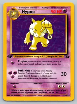 Pokemon Card - Hypno 1st Edition Fossil 23/62 Non Holo Rare LP - Image 1