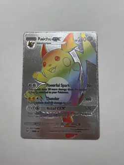 Silver Foil Raichu GX Rainbow Fan Art Display gx Card NM - Image 1