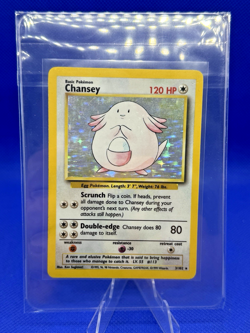 Pokemon TCG Chansey Base Set Holo Unlimited Rare Card 3/102 Vintage LP - Image 1