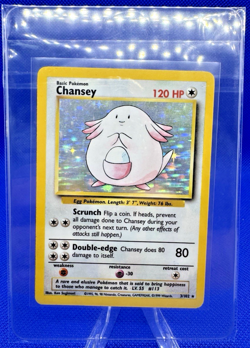 Pokemon TCG Chansey Base Set Holo Unlimited Rare Card 3/102 Vintage LP - Image 3