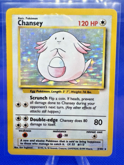 Pokemon TCG Chansey Base Set Holo Unlimited Rare Card 3/102 Vintage LP - Image 5