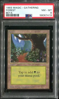 PSA 8 1993 MTG Magic The Gathering Beta #301 Forest v2 or A - Image 1
