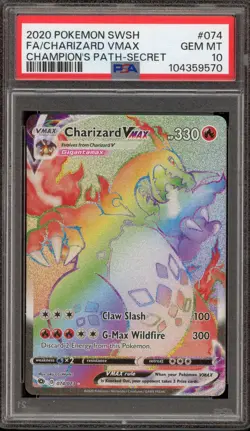 Pokemon Charizard VMAX Champion's Path Secret Rare Full Art #074 PSA 10 Gem Mint - Image 1