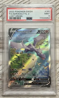 2022 Pokemon SWSH #180 FA/Aerodactyl V LOST ORIGIN PSA 9 - Image 1