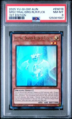 2025 Yu-Gi-Oh! Spectral, Dragon Ruler Of Flickers #EN018 PSA NM-MT 8 - Image 2