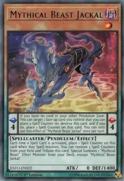 Yugioh Mythical Beast Jackal EXFO-EN022 Rare 1st Edition NM - Image 1