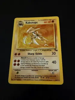 Kabutops 9/62 Fossil Holo Rare Pokemon Card LP - Image 1