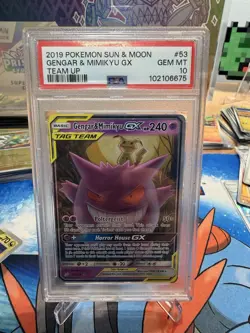 Pokemon TCG Gengar & Mimikyu GX Team Up Holo Ultra Rare Card 53/181 PSA 10 - Image 1
