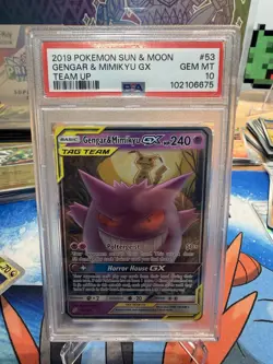 Pokemon TCG Gengar & Mimikyu GX Team Up Holo Ultra Rare Card 53/181 PSA 10 - Image 3
