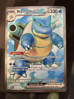 Blastoise ex 184/165 Sv: Scarlet & Violet 151 Holo Pokemon Card Full Art Water - Image 1