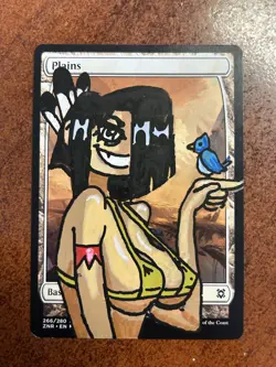 Altered/Hand Painted Art MTG Card - Anime Girl - Pocahontas Plains - Image 1