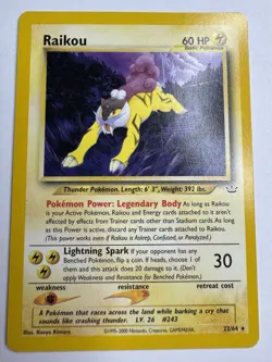 Pokemon TCG Raikou Neo Revelation Non Holo Rare NM - Image 1