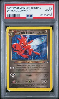 2002 Pokemon Neo Destiny DARK SCIZOR Holo Rare PSA 2 #9/105 - Image 1