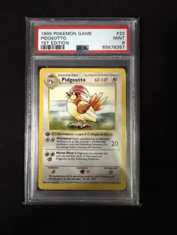 Pokemon Pidgeotto 1999 1st edition Shadowless Base Set Rare PSA 9 Mint #22 - Image 1