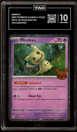 Pokemon Mimikyu Trick or Trade Holo Rare #037 TAG 10 Gem Mint - Image 1