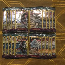 Lot of 20 Pokemon TGC Sun And Moon Guardians Rising 3 Card Booster Packs. - Image 1