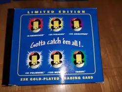 Pokemon 23k Gold Plated Trading Card - Complete Set - Blue Box - Lot Of 6 NIB - Image 3