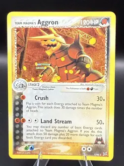 Team Magma’s Aggron Holo 7/95 Pokemon Card 2004 EX Magma vs Aqua WOTC NM - Image 1
