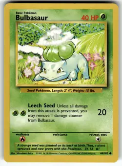 Bulbasaur 044/102 Base Set LP+ Pokemon Card TCG - Image 1