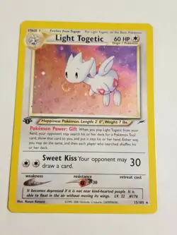 LIGHT TOGETIC 15/105 1st Edition Holo Rare Neo Destiny Pokemon Card LP SWIRL - Image 2