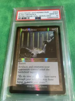 Serialized Blind Obedience (Retro Frame) Ravnica Remastered Foil PSA 10 Gem Mint - Image 1