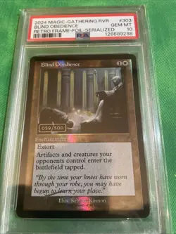 Serialized Blind Obedience (Retro Frame) Ravnica Remastered Foil PSA 10 Gem Mint - Image 2
