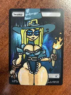 Altered/Hand Painted Art MTG Card - Anime Girl - Pilgrim Swamp - Image 1