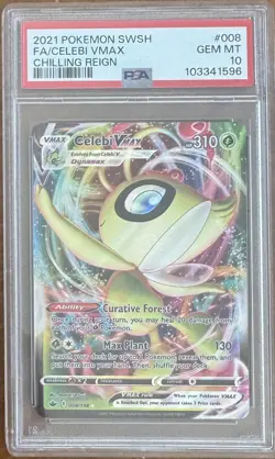 2021 Pokemon SWSH Chilling Reign CELEBI VMAX #008/198 Full Art GEM MINT PSA 10 - Image 1
