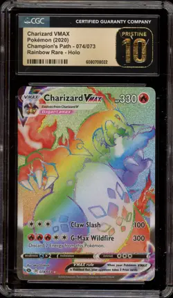 Pokemon Charizard VMAX Champion's Path Secret Rare Full Art #074 CGC 10 Pristine - Image 1