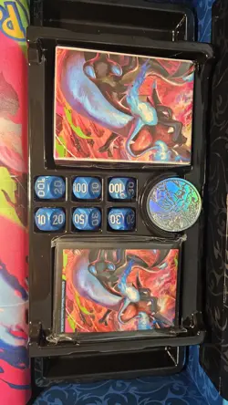 X1 Pokemon Card M Charizard X EX Playmat, deck Box, coin, dice & Sleeves - Image 4