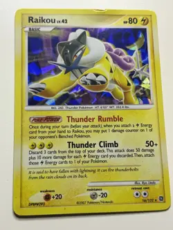 Raikou 16/132 Cracked Ice Holo DP Secret Wonders Deck Tin Exclusive Pokemon Card - Image 1