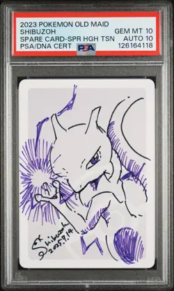 Pokemon PSA 10 AUTO 10 Spare Card Mewtwo Shibuzoh 2023 Old Maid Japanese - Image 1