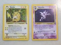 1996 Pokemon Fossil *Haunter 6/62 & *Raichu 14/62 Halo Cards LOT - Image 1