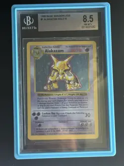 BGS 8.5 NM-MT Alakazam 1999 Base Set 1/102 Shadowless Holo Pokemon Card - Image 1