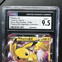 Pikachu EX XY84 CGC 9.5 NM/Mint + 2015 Black Star Promo Pokemon Card Legendary - Image 3