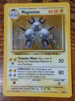 Magneton 9/102 Holo Additional White Ink Error Misprint Base Set Pokemon Card PL - Image 1