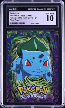 1999 Topps Pokemon First Print (Blue Logo) Movie Bulbasaur #E1 CGC 10 GEM MINT - Image 1
