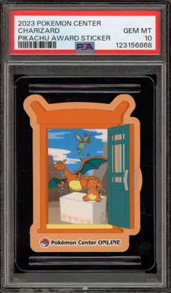 Pokemon Charizard Pokemon Center Pikachu Award Sticker PSA 10 Gem Mint - Image 1