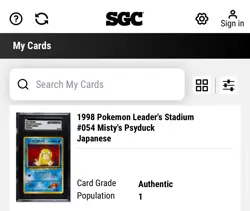 1998 POKEMON JAPANESE GYM #54 MISTY'S PSYDUCK SGC PSA POP 1 - Image 3